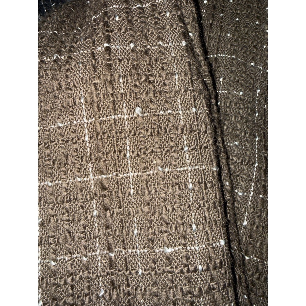 Vintage Linda Allard Ellen Tracy Wool Tweed Blazer Womens 16 Brown Plaid - Picture 9 of 11